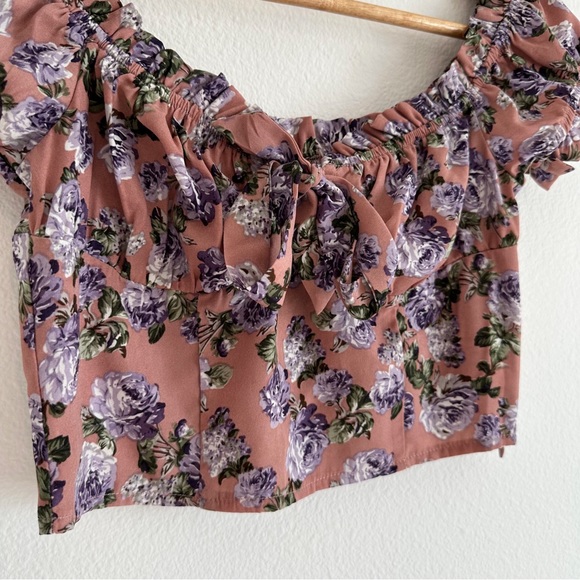 Nasty Gal Rose Floral Crop Top In Mauve - Picture 5 of 8